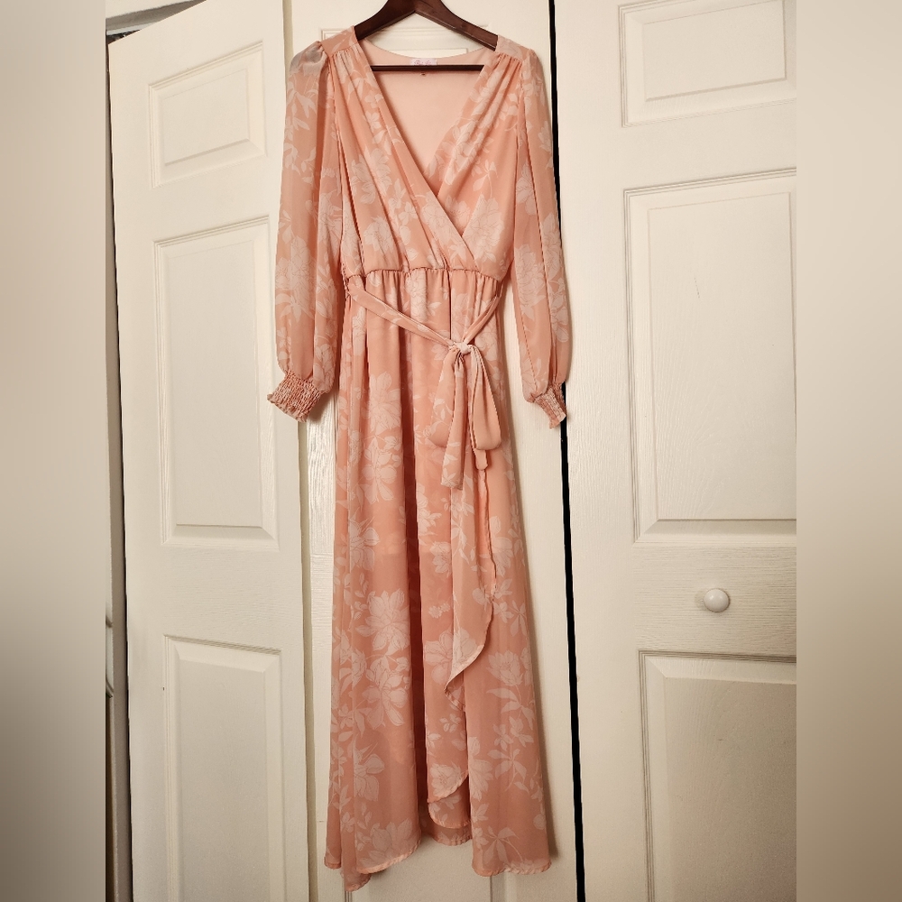 Pink floral maxi dress